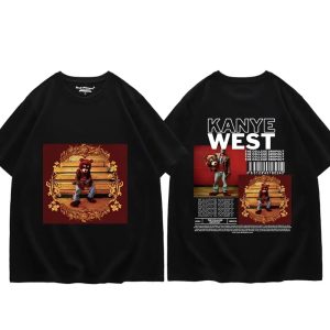 Double-sided Kanye West College Dropout T-shirt, hip hop streetwear style