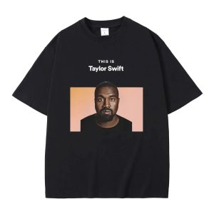 Funny Kanye West graphic print t-shirt for women, oversized hip hop style
