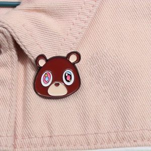 Kanye West Teddy Bear enamel lapel pin, retro YE brooch