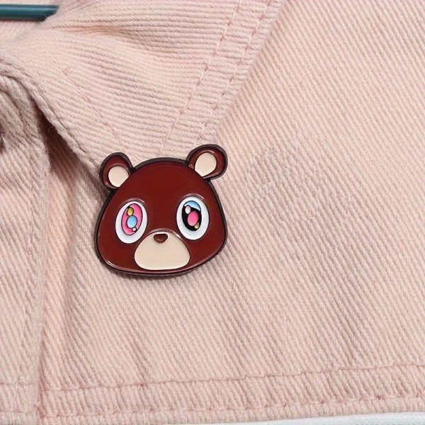 Kanye West Teddy Bear enamel lapel pin, retro YE brooch