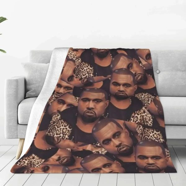 Super soft Kanye West face flannel throw blanket for couch and travel