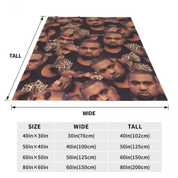Super soft Kanye West face flannel throw blanket for couch and travel