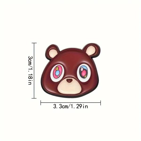 Kanye West Teddy Bear enamel lapel pin, retro YE brooch