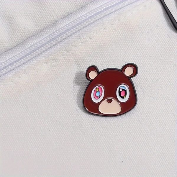 Kanye West Teddy Bear enamel lapel pin, retro YE brooch