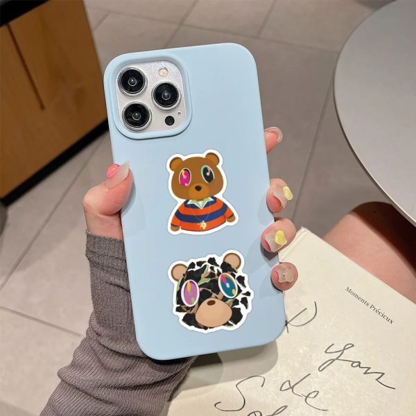Colorful Kanye Graduation Bear stickers set for laptops, scrapbooks, guitars, and more