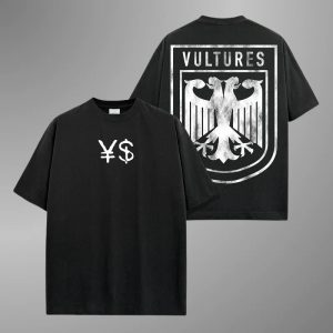 Oversized Kanye West YZY Vultures Graphic T-Shirt