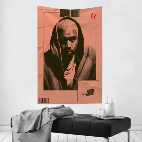 Kanye West tapestry wall cloth, vintage hip hop room decor