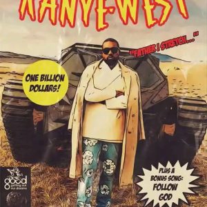 Vintage Kanye West music album comic art poster for hip hop wall decor