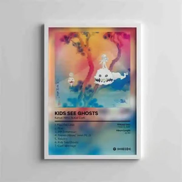 Vintage Kanye West music album comic art poster for hip hop wall decor