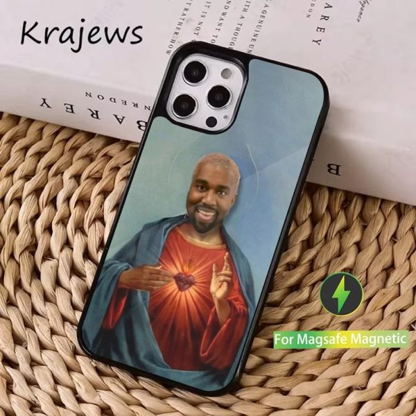 Funny Kanye West phone case with magnetic charging for iPhone