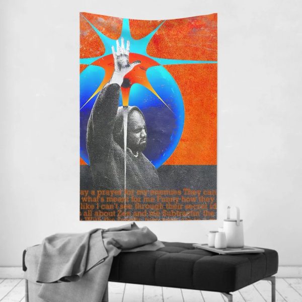 Kanye West tapestry wall cloth, vintage hip hop room decor