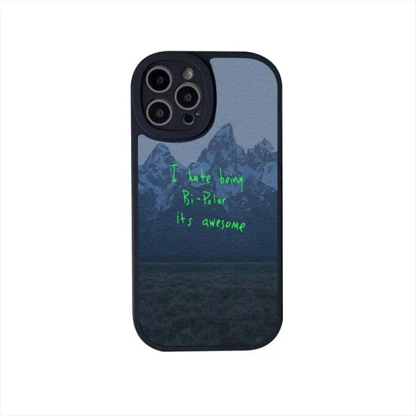 Kanye West YE rapper leather iPhone case with lens guard