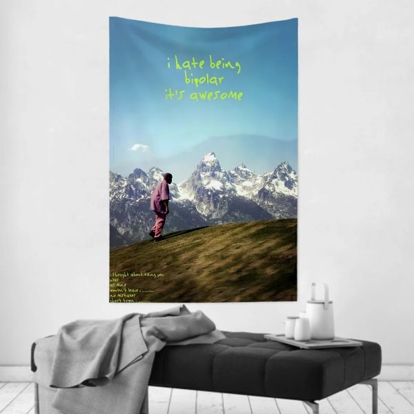 Kanye West tapestry wall cloth, vintage hip hop room decor