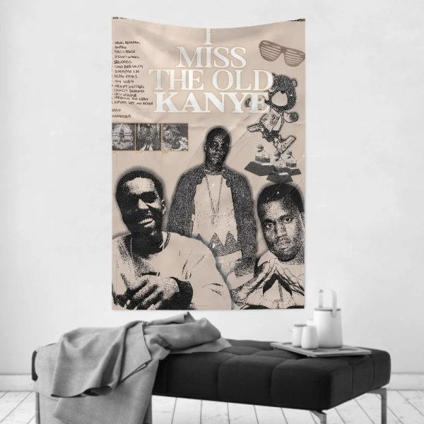 Kanye West tapestry wall cloth, vintage hip hop room decor