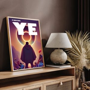 Kanye West kraft paper poster for masculine room design