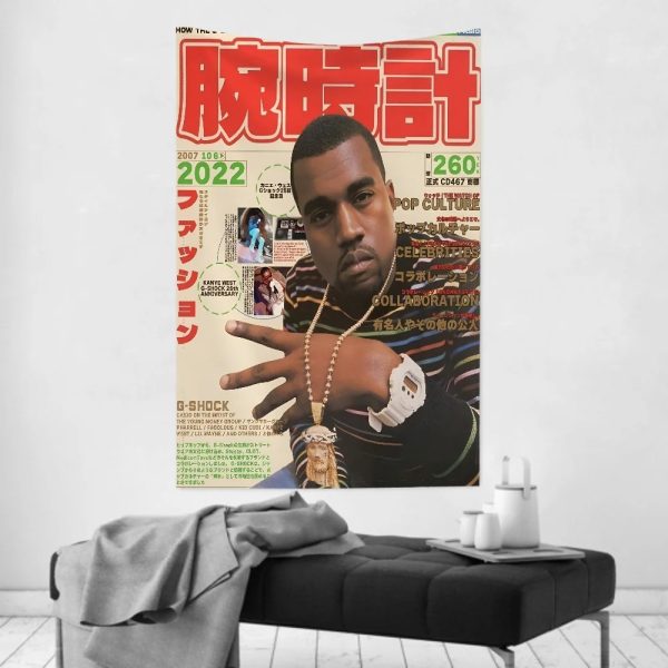 Kanye West room decor wall tapestry, modern hip hop art