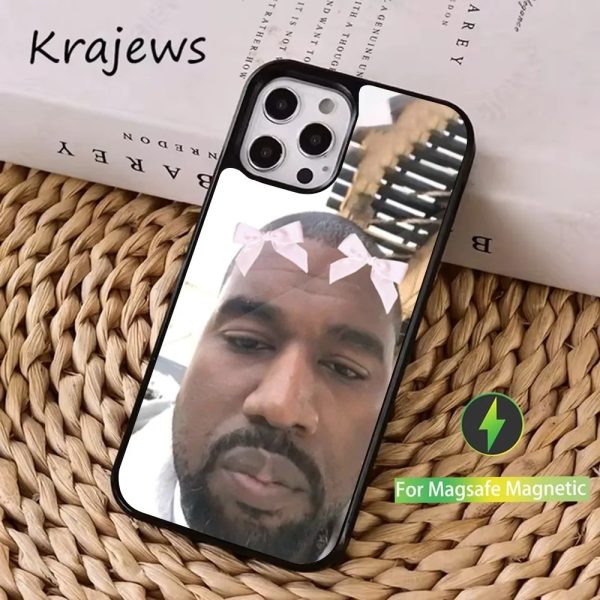 Funny Kanye West phone case with magnetic charging for iPhone