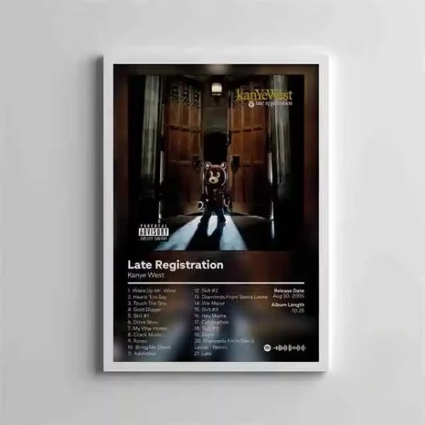 Vintage Kanye West music album comic art poster for hip hop wall decor