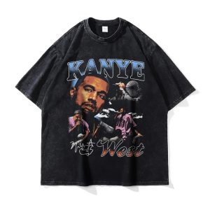 Oversized Kanye West vintage washed DTG hip hop tee for men