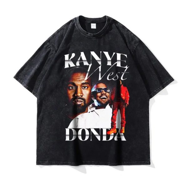 Oversized Kanye West vintage washed DTG hip hop tee for men
