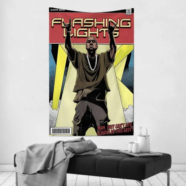 Kanye West room decor wall tapestry, modern hip hop art