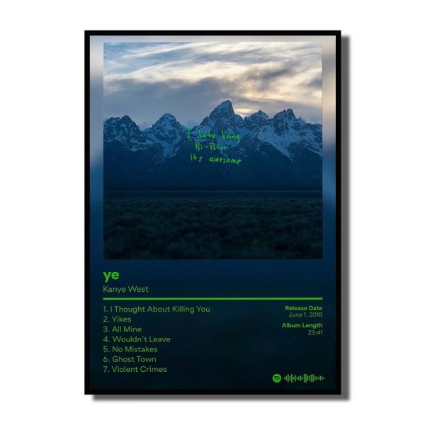 Minimal Kanye West album cover canvas print for wall decoration
